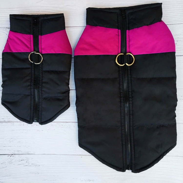 Quilted Dog Snow Jacket – Warm Padded Winter Vest with Leash Ring
