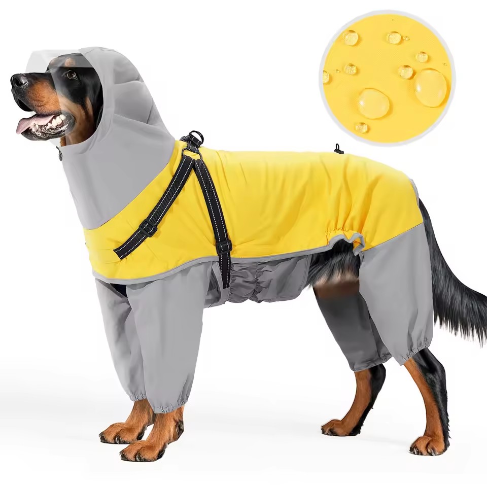 Reflective Hooded Dog Raincoat – Waterproof Adjustable Pet Jacket for Medium & Large Dogs