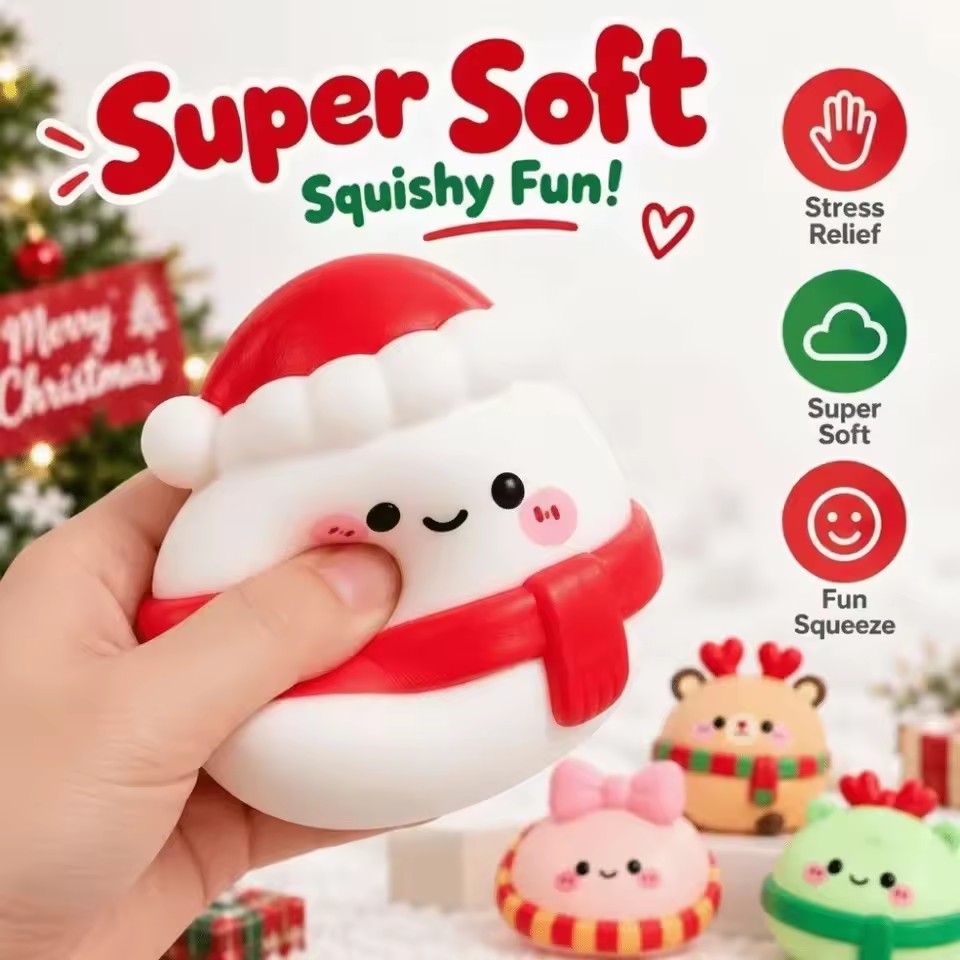 Christmas Mochi Squishy – Soft Holiday Sensory Toy