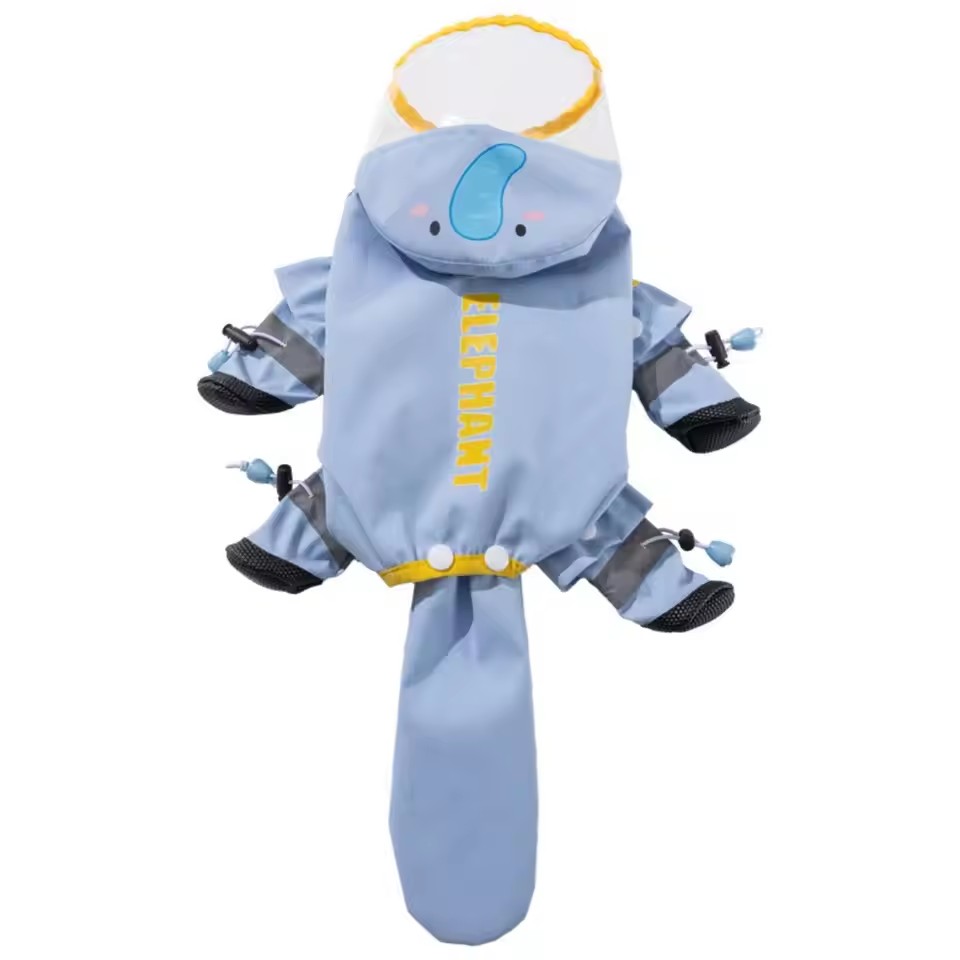 Hooded Full-Body Dog Raincoat with Clear Visor