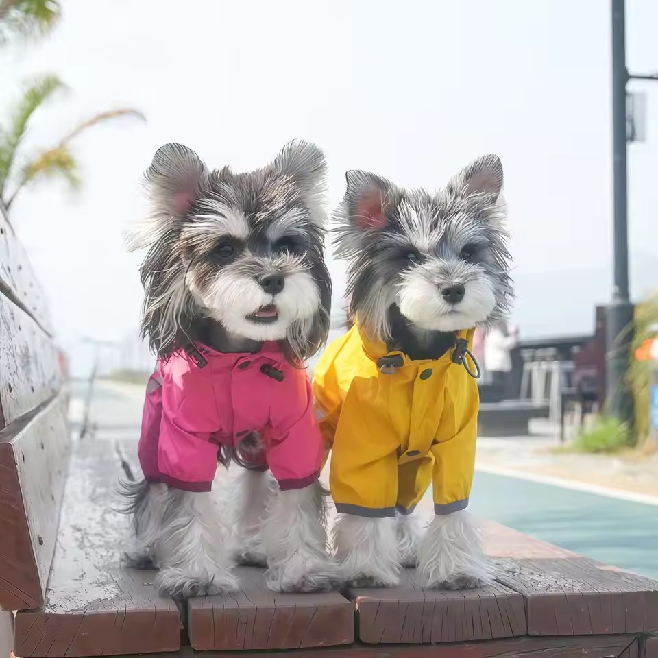Hooded Waterproof Dog Raincoat – Adjustable Reflective Pet Jacket for Outdoor Walks
