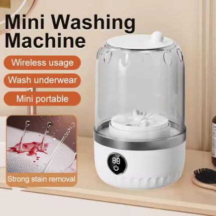 A compact 1L mini washing machine offering convenient small-load washing in a portable, space-saving design for home, dorm or travel use.