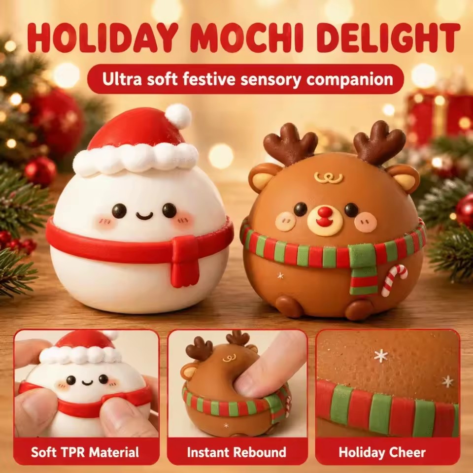 Christmas Mochi Squishy – Soft Holiday Sensory Toy