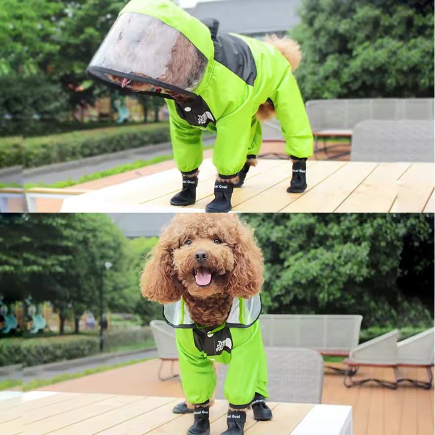 Waterproof Hooded Dog Raincoat – Reflective Full-Body Pet Rain Jacket for Small to Large Dogs