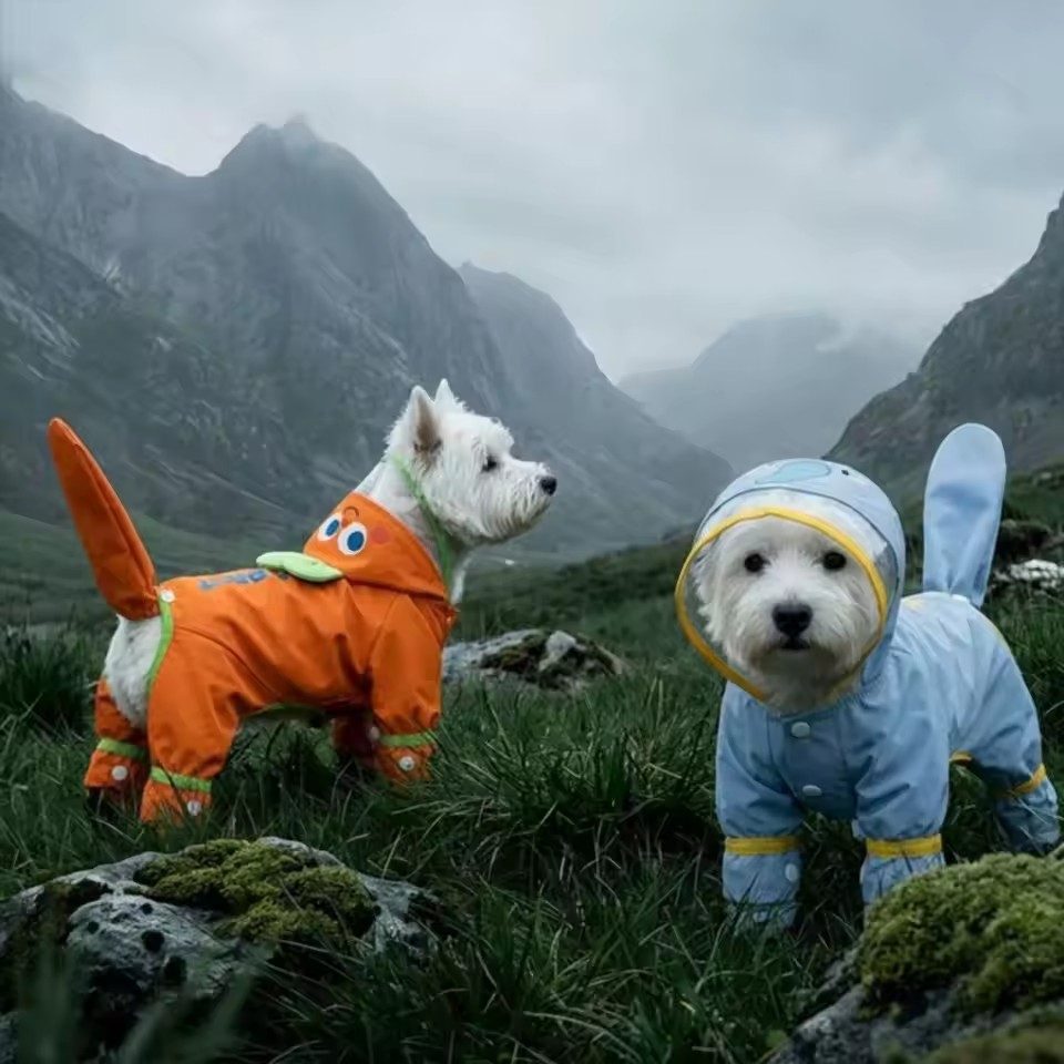 Hooded Full-Body Dog Raincoat with Clear Visor