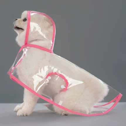 Transparent Hooded Dog Raincoat