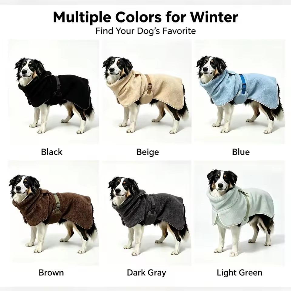 Warm Fleece Dog Snow Jacket – Adjustable Winter Coat for Small to Large Dogs