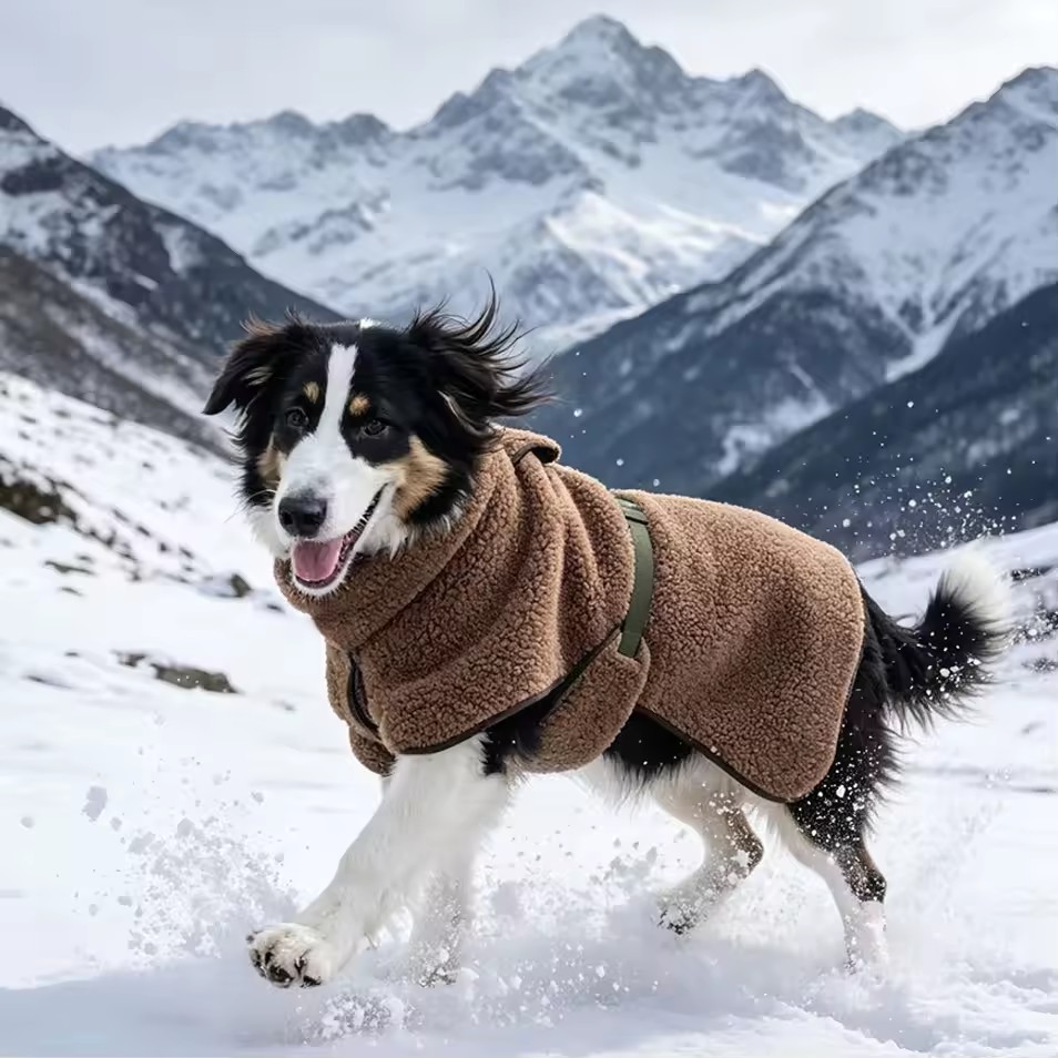 Warm Fleece Dog Snow Jacket – Adjustable Winter Coat for Small to Large Dogs