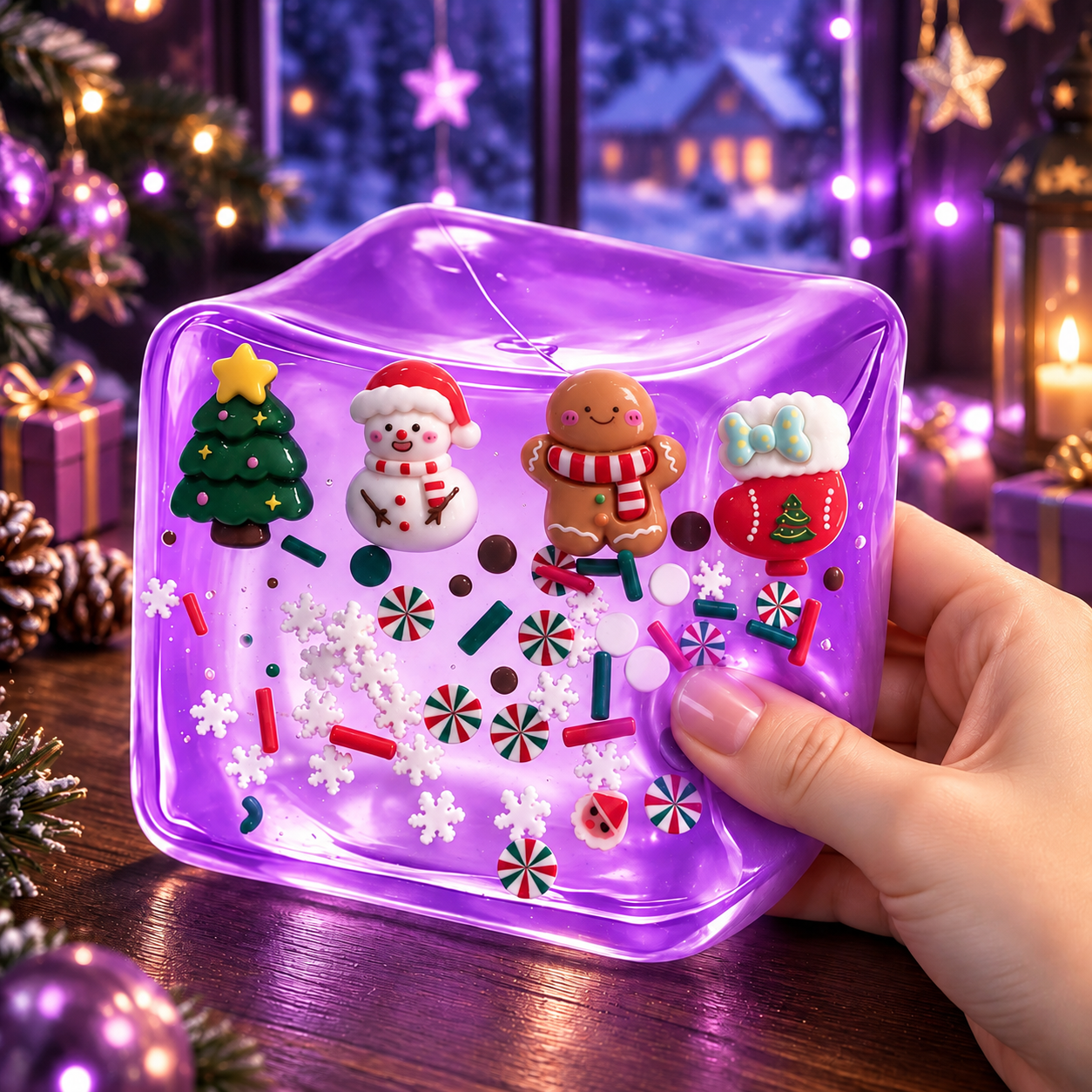Glitter Cube Squishy – Colorful Sensory Stress Relief Fidget Toy