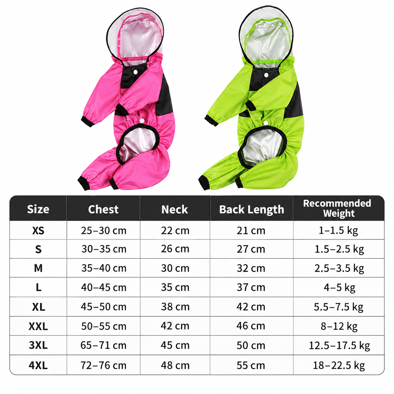 Waterproof Hooded Dog Raincoat – Reflective Full-Body Pet Rain Jacket for Small to Large Dogs