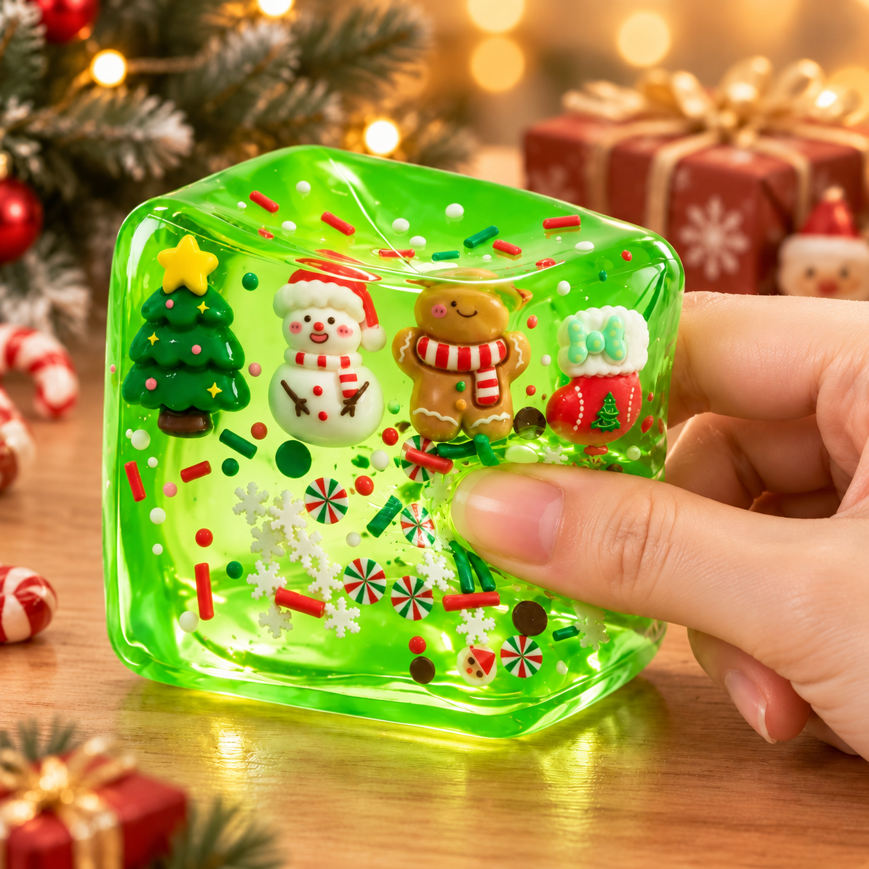 Glitter Cube Squishy – Colorful Sensory Stress Relief Fidget Toy