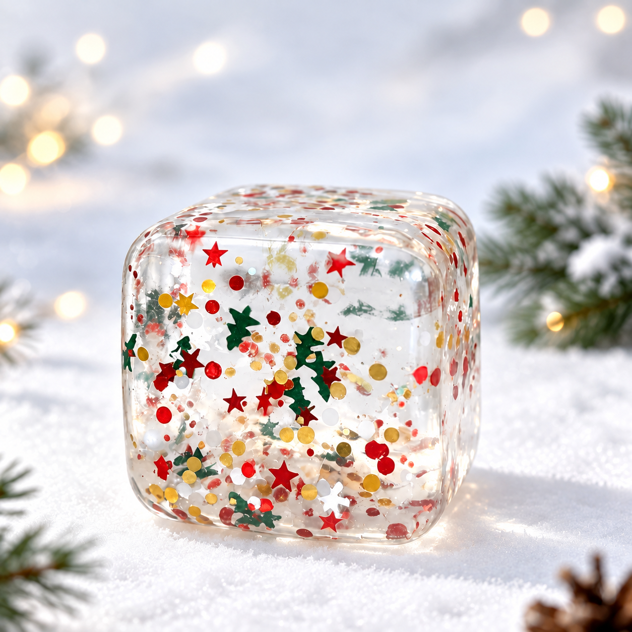 Glitter Cube Squishy – Colorful Sensory Stress Relief Fidget Toy